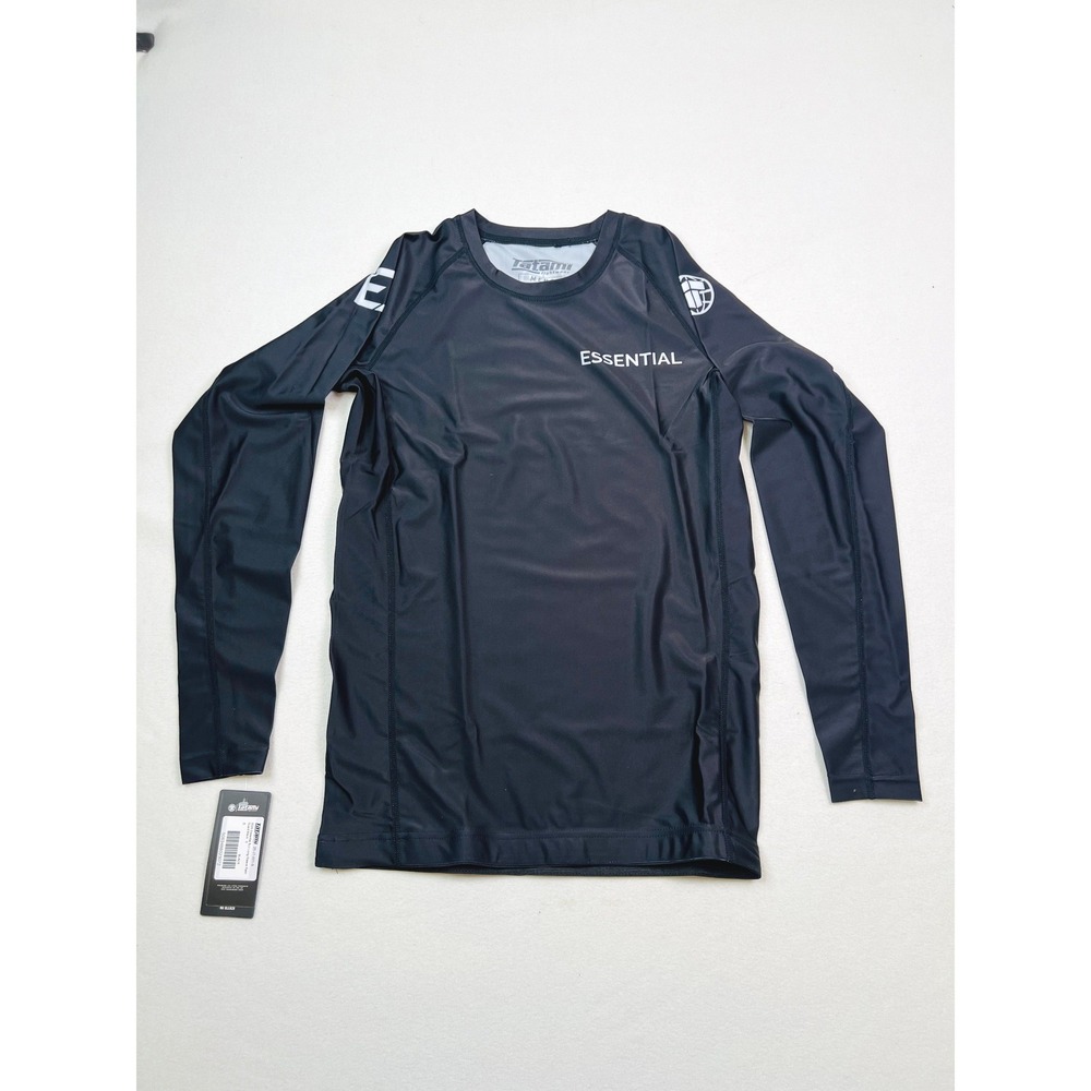 Tatami Fightwear Essential BJJ Long Sleeve‎ Rash Guard Black Mens Small